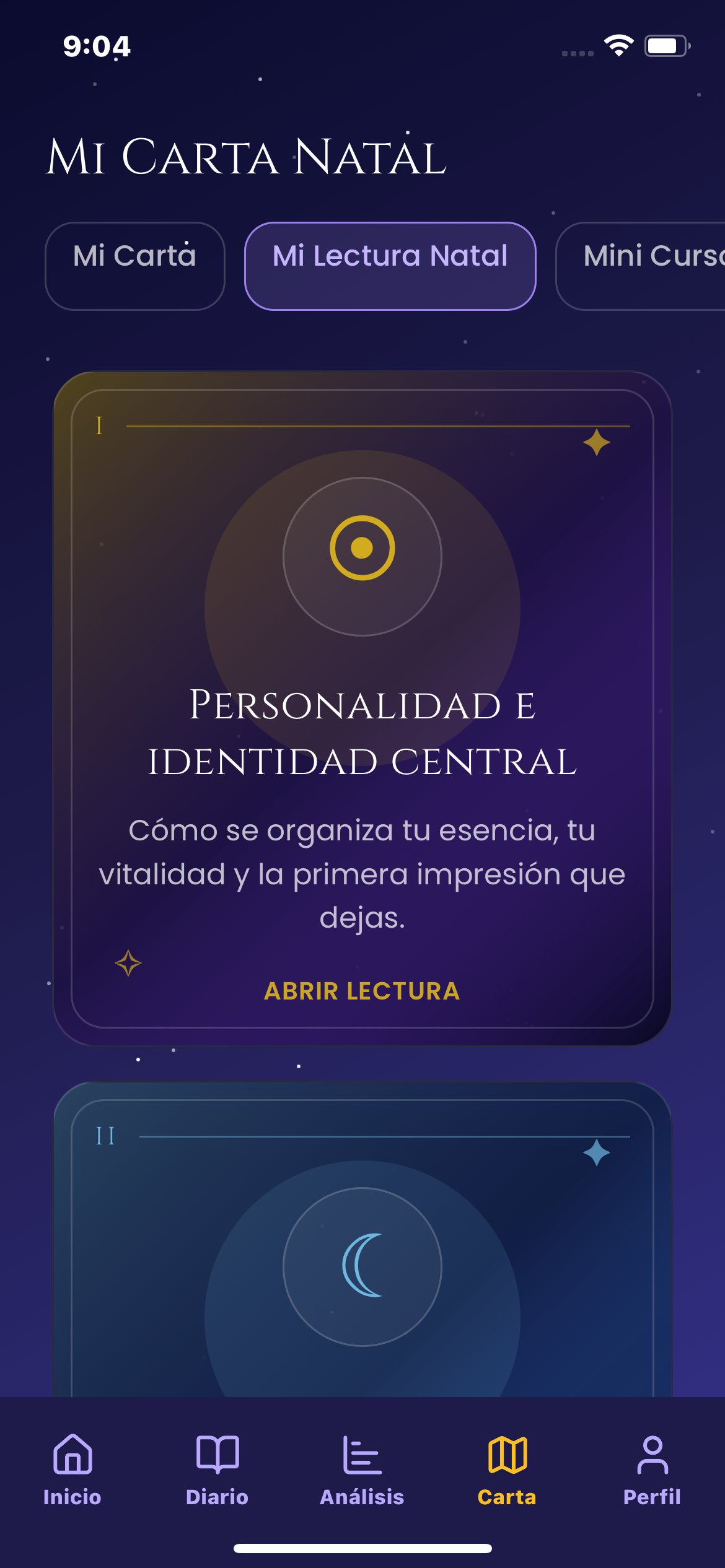 Identidad central en la carta natal